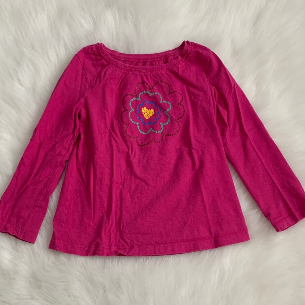Circo Pink Long Sleeve Tee with Floral Design 100% Cotton